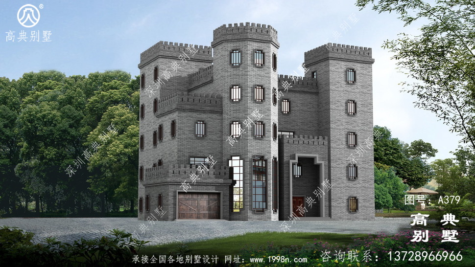 五层中式城堡别墅设计图及效果图_农村五层别墅图