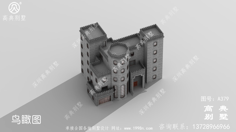 大全 400至500平方别墅设计图纸 03 五层中式城堡别墅设计图及效果