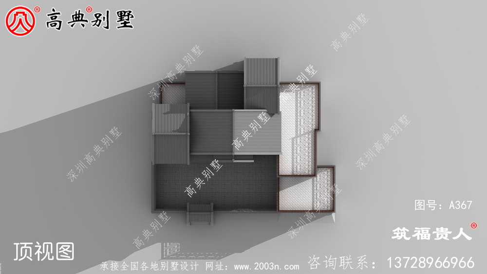 三层中式别墅设计图，含有车库，别墅庭院设计