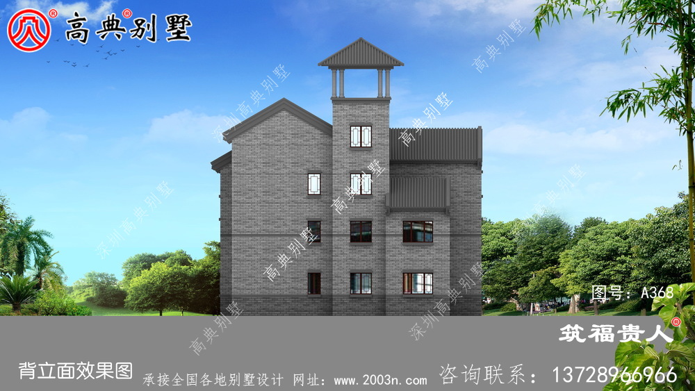 三层新中式农村自建别墅设计图纸，含有房间内停车位，美观大方精美高大上