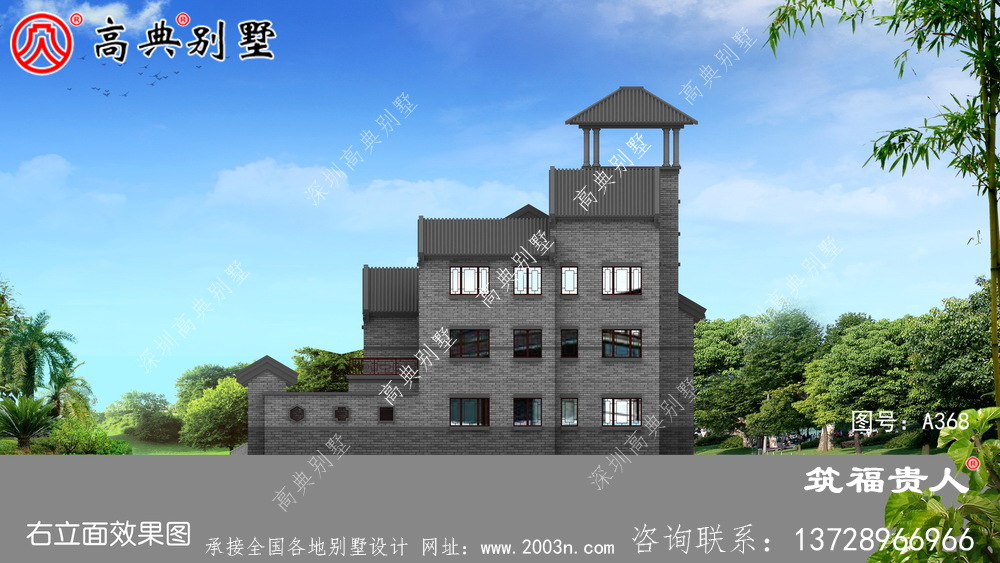 三层新中式农村自建别墅设计图纸，含有房间内停车位，美观大方精美高大上