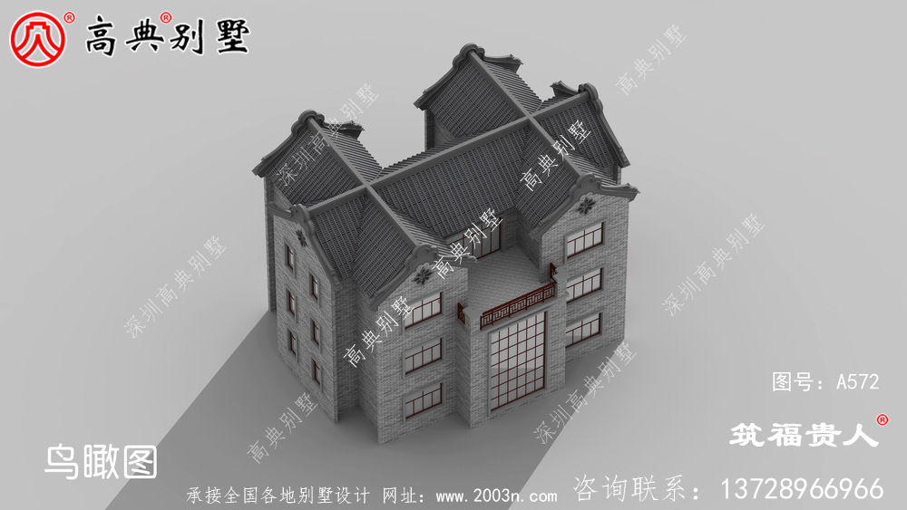 中式三层农村自建别墅设计图纸，建筑设计方案