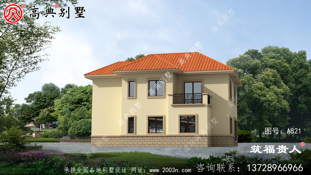 农村两层建小别墅，一家一户，精致美丽