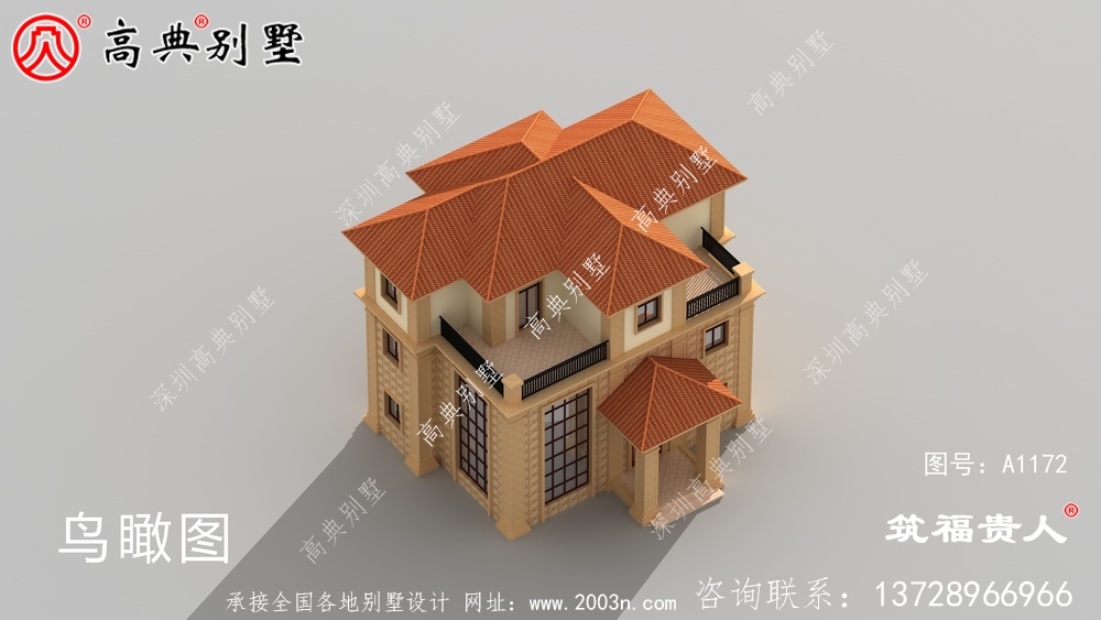 三层房子设计图，带生活阳台小型别墅