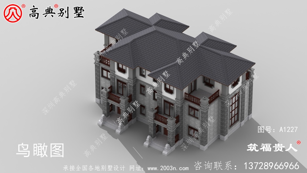 新中式三层实用美丽的农村小别墅