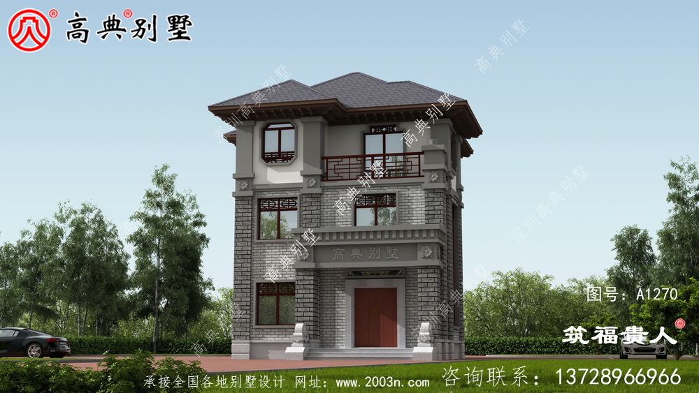 中式三层自建别墅设计图,美观实用。