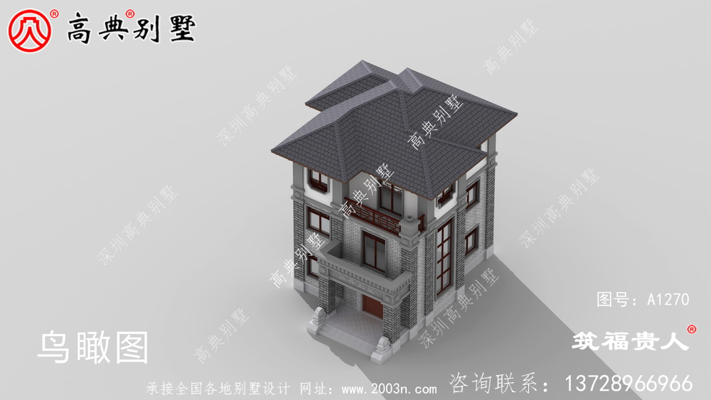 中式三层自建别墅设计图,美观实用。