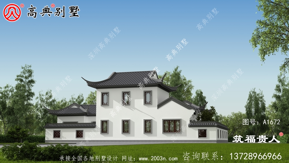 新中式两层房屋设计效果图
