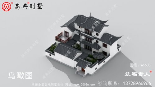 现代中式三层农村自建别墅设计图纸